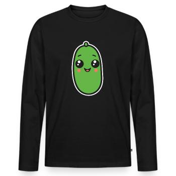 Gurke - Männer Premium Bio Langarmshirt - Schwarz - Vorne - Nico (187cm)