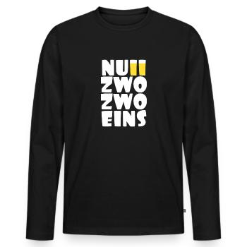 null zwo zwo eins 0221 Köln Outfit Kölle Cologne - Männer Premium Bio Langarmshirt - Schwarz - Vorne - Nico (187cm)