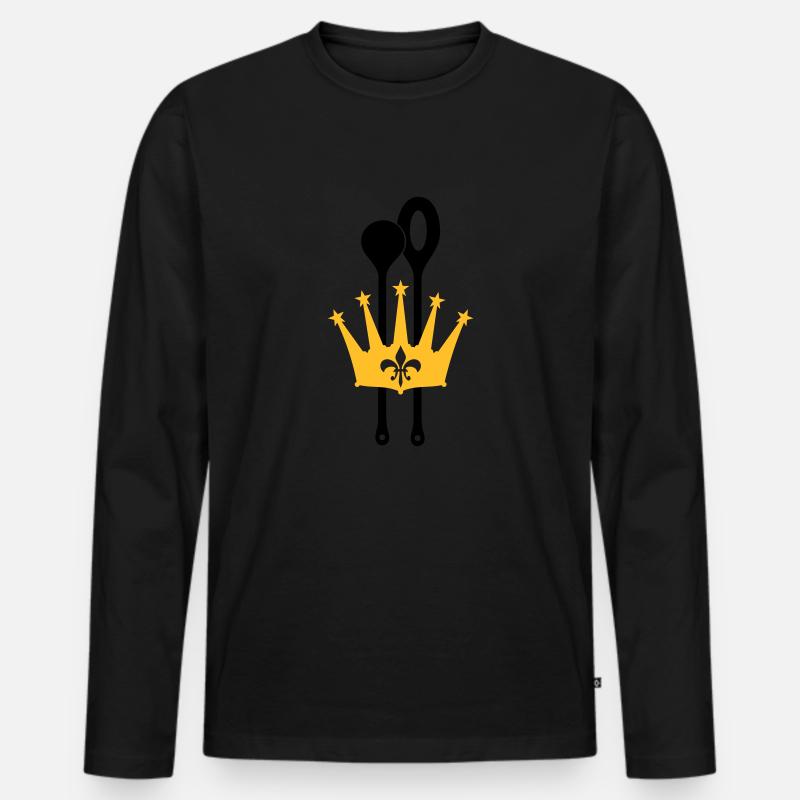 Kochlöffel Krone - Männer Premium Bio Langarmshirt - Schwarz