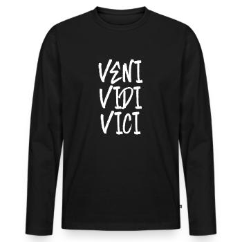 veni vedi vici latein Erfolg erfolgreich Caesar - Männer Premium Bio Langarmshirt - Schwarz - Vorne - Nico (187cm)