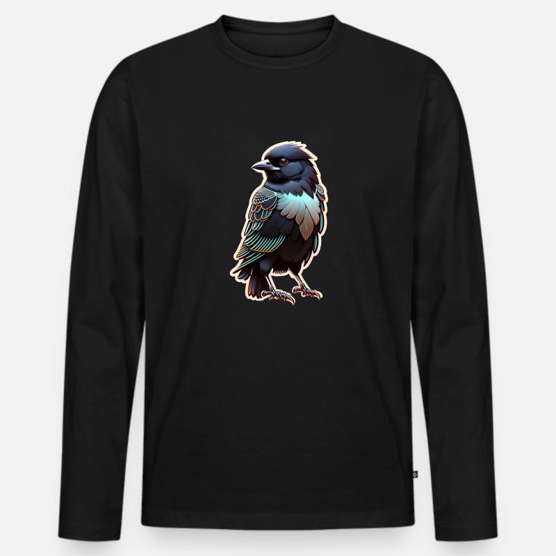 Schwarzer Rabe - Vogel - Männer Premium Bio Langarmshirt - Schwarz