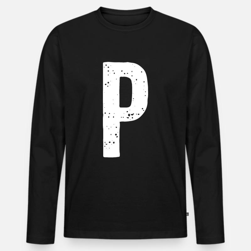 P-Buchstabe - Männer Premium Bio Langarmshirt - Schwarz
