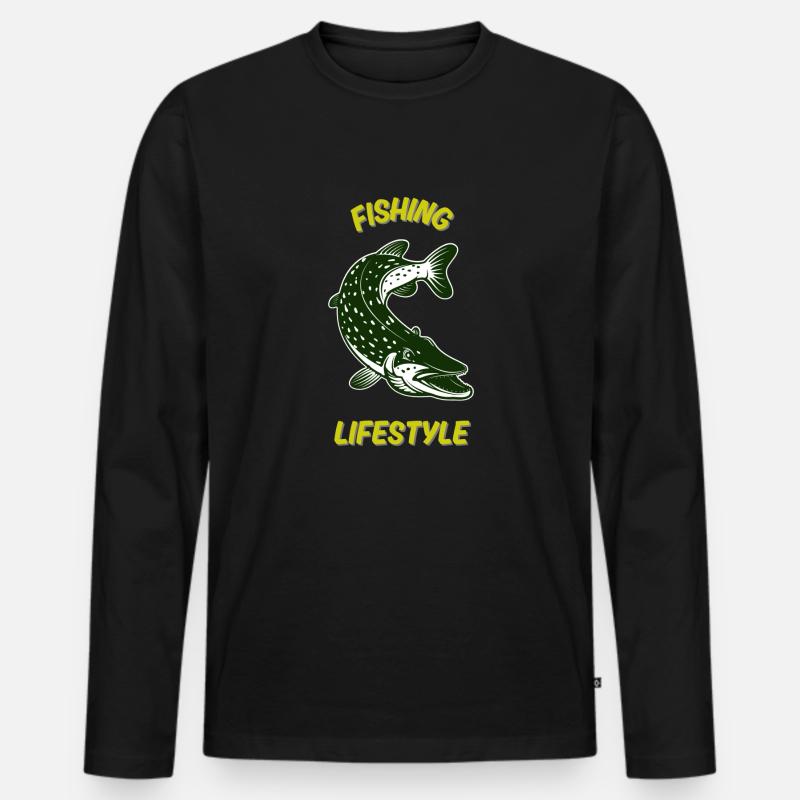 Lebensstil der Fischerei - Männer Premium Bio Langarmshirt - Schwarz
