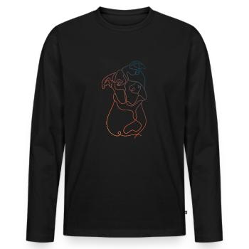 COLOR LINEAR MINIMALIST PITBULL - Men's Premium Organic Long Sleeve Shirt - black - Front - Nico (187cm)