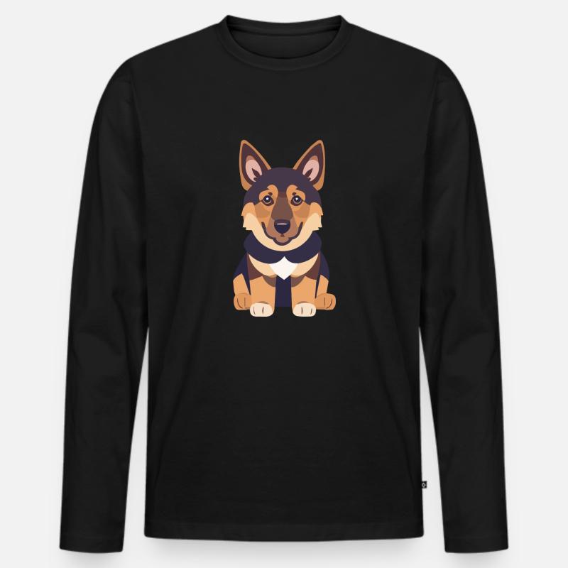 Schäferhund Welpe Sitzend - Männer Premium Bio Langarmshirt - Schwarz