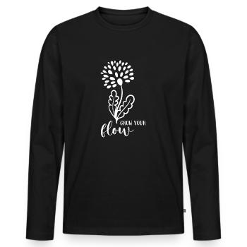 grow your flow - Männer Premium Bio Langarmshirt - Schwarz - Vorne - Nico (187cm)