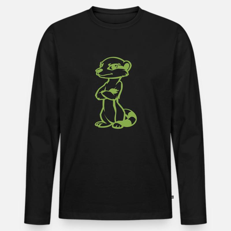 erdmännchen comic - Männer Premium Bio Langarmshirt - Schwarz