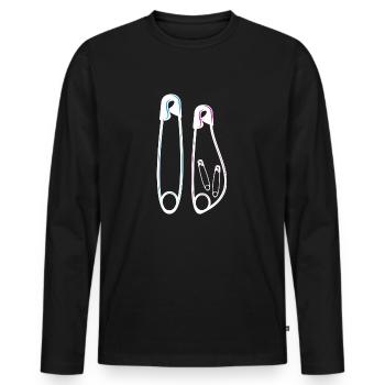 Annonce jumeaux filles biologiques - T-shirt manches longues Premium bio Homme - noir - Devant - Nico (187cm)