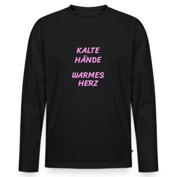 Kalt Hände Winter Warm Herz Spruch Kälte Wärme - Männer Premium Bio Langarmshirt - Schwarz - Vorne - Nico (187cm)