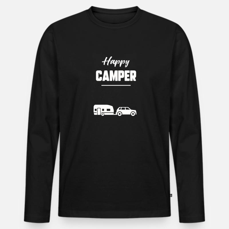 Glücklicher Camper - Männer Premium Bio Langarmshirt - Schwarz