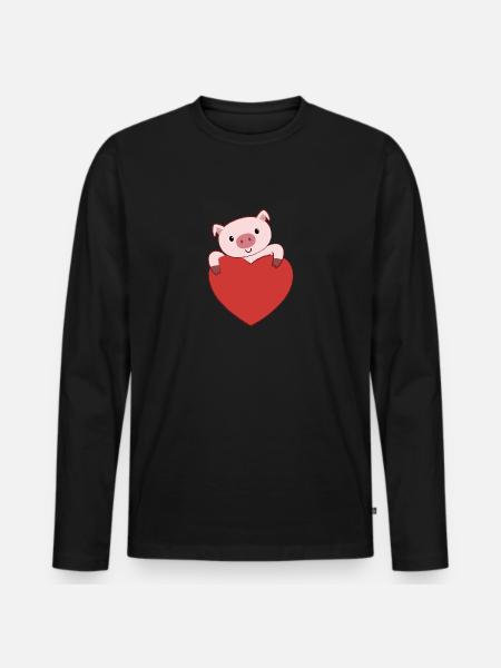 Pig Love - Men's Premium Organic Long Sleeve Shirt - black