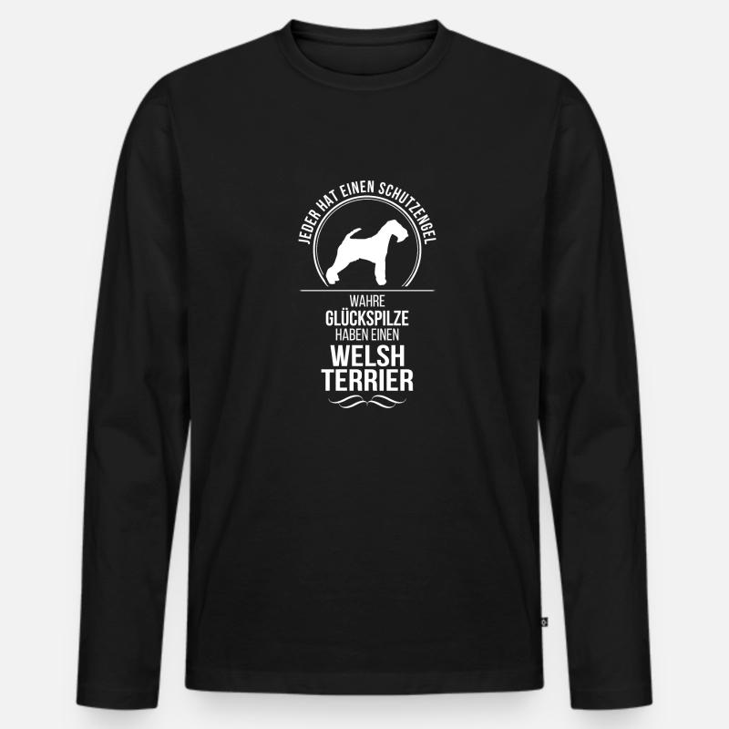WELSH TERRIER Schutzengel Hunde Spruch Wilsigns - Männer Premium Bio Langarmshirt - Schwarz