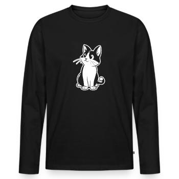 Katzendame Katzenfreund Katzengesicht - Männer Premium Bio Langarmshirt - Schwarz - Vorne - Nico (187cm)