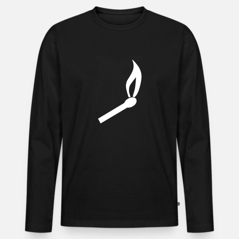 Brennendes Streichholz - Männer Premium Bio Langarmshirt - Schwarz