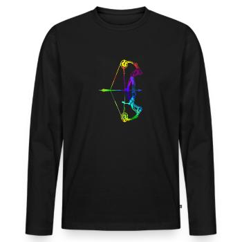 Tir à l’arc Arc-en-ciel Couleurs Polygone Sport - T-shirt manches longues Premium bio Homme - noir - Devant - Nico (187cm)