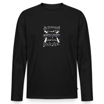 tmfa katzenhaar tier hundehaar tierfreund glitzer - Männer Premium Bio Langarmshirt - Schwarz - Vorne - Nico (187cm)