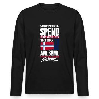 Norway Norwegian Norway Flag Funny Quote - Men's Premium Organic Long Sleeve Shirt - black - Front - Nico (187cm)