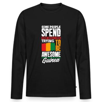 Guinée Guinée Guinée Drapeau Guinée Citation amusante - T-shirt manches longues Premium bio Homme - noir - Devant - Nico (187cm)