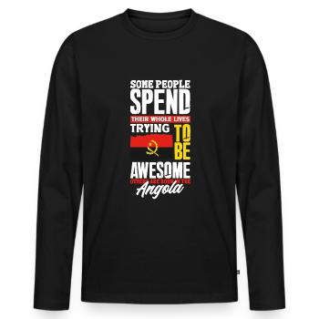 Angola Angola Citation du drapeau angolais - T-shirt manches longues Premium bio Homme - noir - Devant - Nico (187cm)