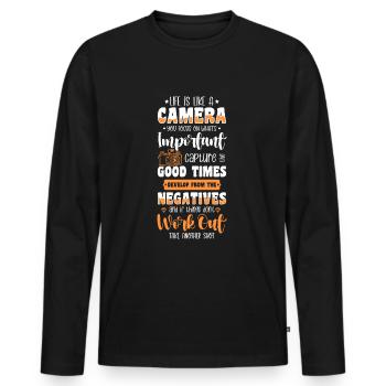 Photographer Photography Art Subject - Men's Premium Organic Long Sleeve Shirt - black - Front - Nico (187cm)