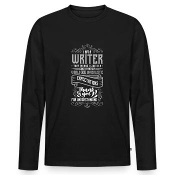 Author Books Crime Novel - Men's Premium Organic Long Sleeve Shirt - black - Front - Nico (187cm)