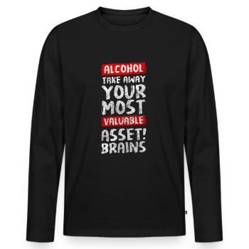 Motivation pour arrêter de boire de l’alcool - T-shirt manches longues Premium bio Homme - noir - Devant - Nico (187cm)