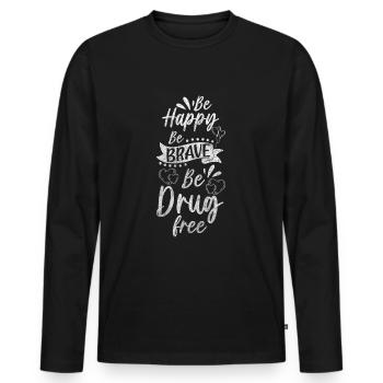 Drug Free Addiction New Life Clean - Men's Premium Organic Long Sleeve Shirt - black - Front - Nico (187cm)