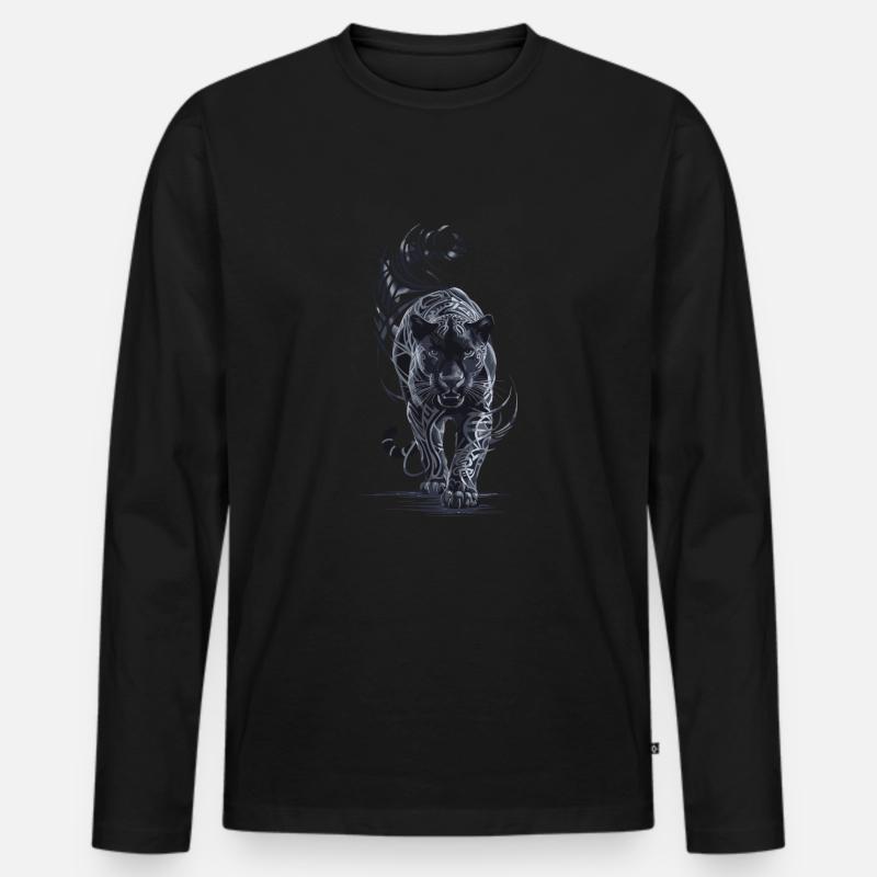 Schwarzer Panther Großkatze - Männer Premium Bio Langarmshirt - Schwarz