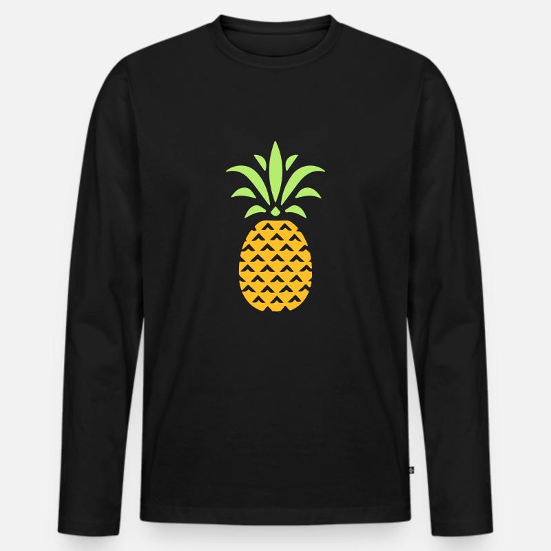 ANANAS STYLIZED - Männer Premium Bio Langarmshirt - Schwarz