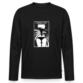 Figure d'été - course de sablier - le temps tourne - T-shirt manches longues Premium bio Homme - noir - Devant - Nico (187cm)