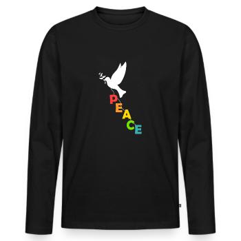 Colombe de la Paix - Paix - Paix du Monde - Pacifiste - T-shirt manches longues Premium bio Homme - noir - Devant - Nico (187cm)