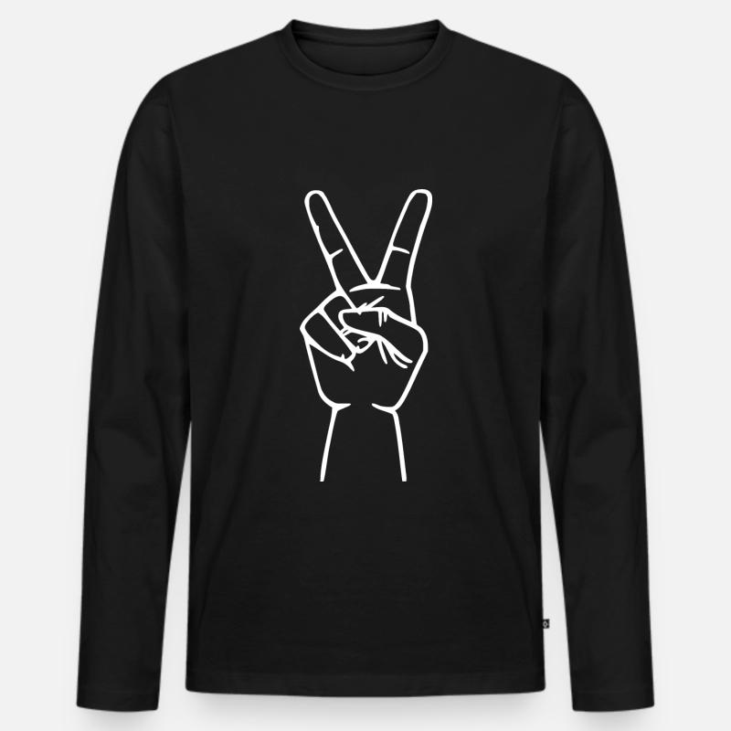 Peacezeichen peace - Männer Premium Bio Langarmshirt - Schwarz