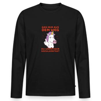 Geh mir aus dem Weg du unnötiger Sozialkontakt - Männer Premium Bio Langarmshirt - Schwarz - Vorne - Nico (187cm)
