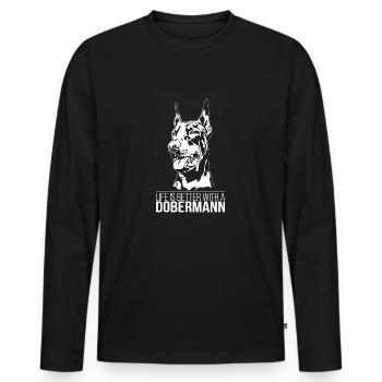 La vie des dobermans est meilleure Chiens Chiens Wilsigns - T-shirt manches longues Premium bio Homme - noir - Devant - Nico (187cm)