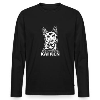 Kai Ken life is better Dogs Dog Wilsigns - Men's Premium Organic Long Sleeve Shirt - black - Front - Nico (187cm)