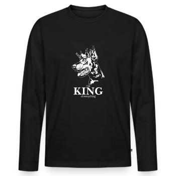 Dobermann King of everything Hundespruch Wilsigns - Männer Premium Bio Langarmshirt - Schwarz - Vorne - Nico (187cm)