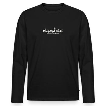CHOCOLATE MAKES THE WORLD GO ROUND - Men's Premium Organic Long Sleeve Shirt - black - Front - Nico (187cm)