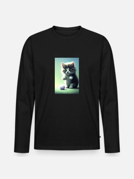 Petit bébé chat mignon - T-shirt manches longues Premium bio Homme - noir