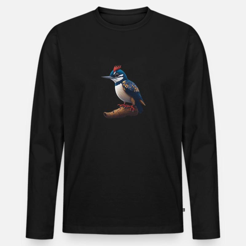 Buntspecht - Männer Premium Bio Langarmshirt - Schwarz