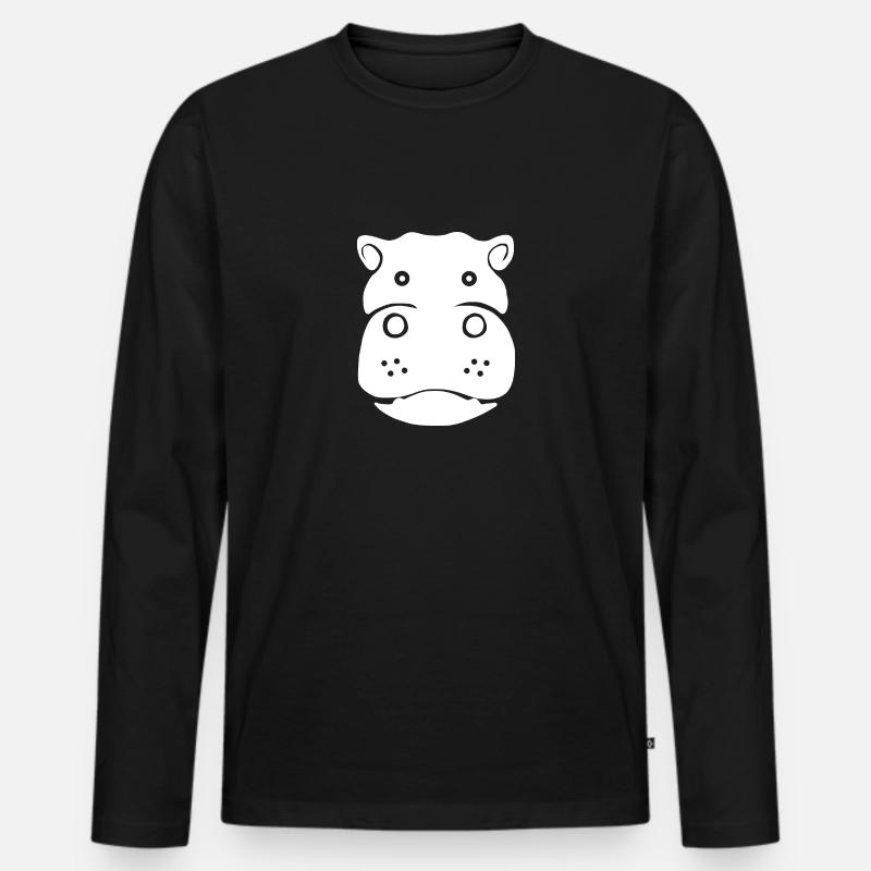 Nilpferd Hippo Flusspferd - Männer Premium Bio Langarmshirt - Schwarz