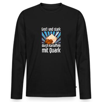 DDR Sprüche über Ostdeutschland für einen Ossi - Männer Premium Bio Langarmshirt - Schwarz - Vorne - Nico (187cm)