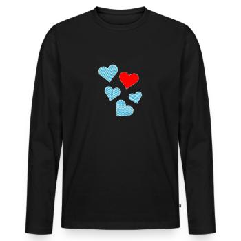 Bayrische Herzen als Patches - Männer Premium Bio Langarmshirt - Schwarz - Vorne - Nico (187cm)