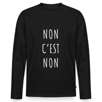 non c’est non - T-shirt manches longues Premium bio Homme - noir - Devant - Nico (187cm)