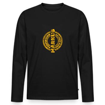 Perfektion Markus - Männer Premium Bio Langarmshirt - Schwarz - Vorne - Nico (187cm)