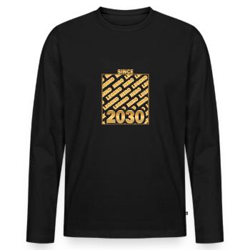 Hero 2030 - Men's Premium Organic Long Sleeve Shirt - black - Front - Nico (187cm)