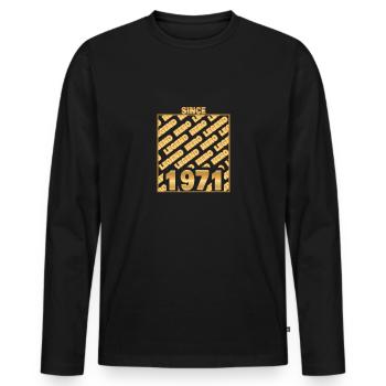 Hero 1971 - Men's Premium Organic Long Sleeve Shirt - black - Front - Nico (187cm)