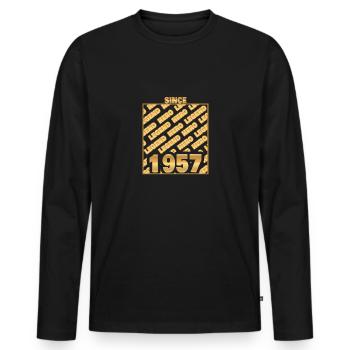 Hero 1957 - Men's Premium Organic Long Sleeve Shirt - black - Front - Nico (187cm)