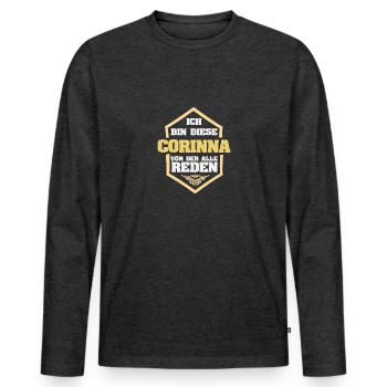 Corinna comme surnom - T-shirt manches longues Premium bio Homme - anthracite chiné - Devant - Nico (187cm)