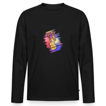 Cyril - Men's Premium Organic Long Sleeve Shirt - black - Front - Nico (187cm)