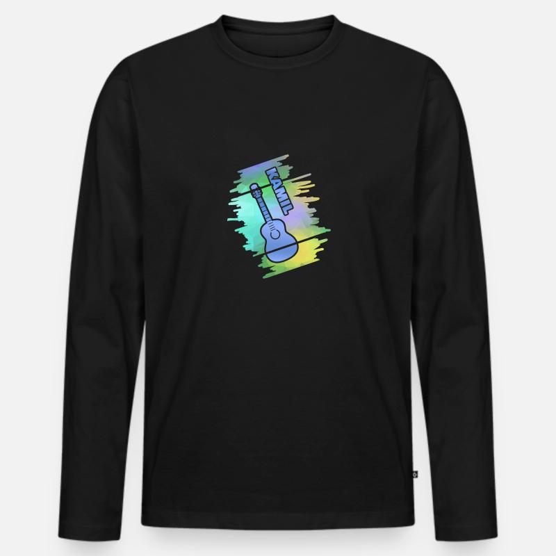 Guitar Kamil - Männer Premium Bio Langarmshirt - Schwarz